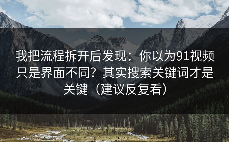 我把流程拆开后发现：你以为91视频只是界面不同？其实搜索关键词才是关键（建议反复看）