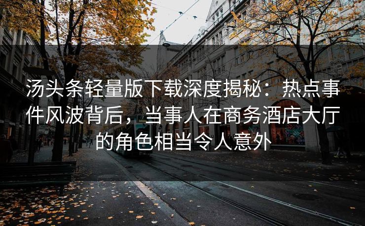 汤头条轻量版下载深度揭秘：热点事件风波背后，当事人在商务酒店大厅的角色相当令人意外