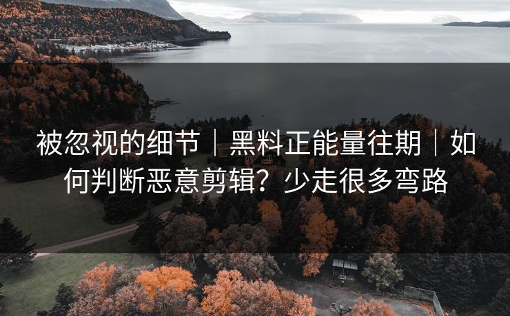 被忽视的细节｜黑料正能量往期｜如何判断恶意剪辑？少走很多弯路